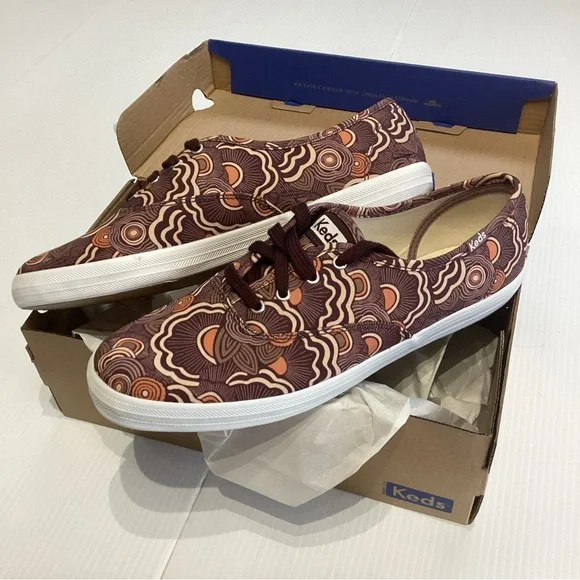 Keds Champion Burgundy Organic Canvas Ripple Sneakers Size 9 WF65428 - Picture 3 of 8